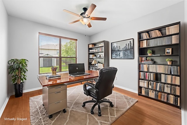 18203 Park Sage Ct, Cypress, TX 77433 - office space with wood finished floors and ceiling fan