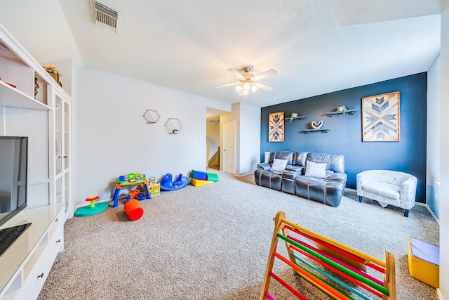 10627 Fire Sage Dr, Humble, TX 77396 - rec room featuring carpet flooring and a ceiling fan