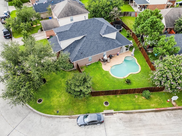 10627 Fire Sage Dr, Humble, TX 77396 - aerial perspective of suburban area featuring a pool area