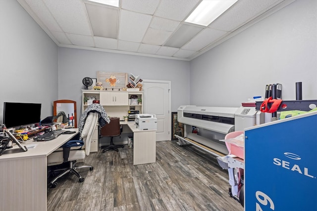 902 51st St, Galveston, TX 77551 - office space with dark wood finished floors and a drop ceiling