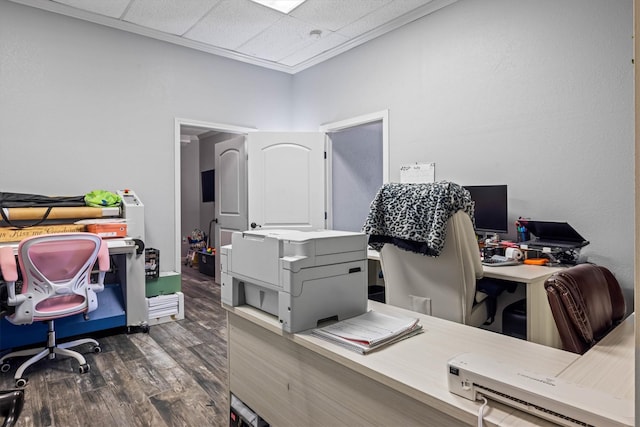 902 51st St, Galveston, TX 77551 - office featuring dark wood-style flooring and a paneled ceiling
