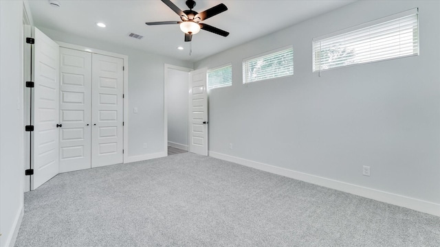 6902 Apollo St, Houston, TX 77091 - unfurnished bedroom featuring carpet floors, a closet, recessed lighting, and ceiling fan