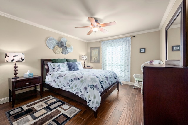 13306 Boca Raton Dr, Houston, TX 77069 - bedroom featuring wood finished floors, ornamental molding, and ceiling fan