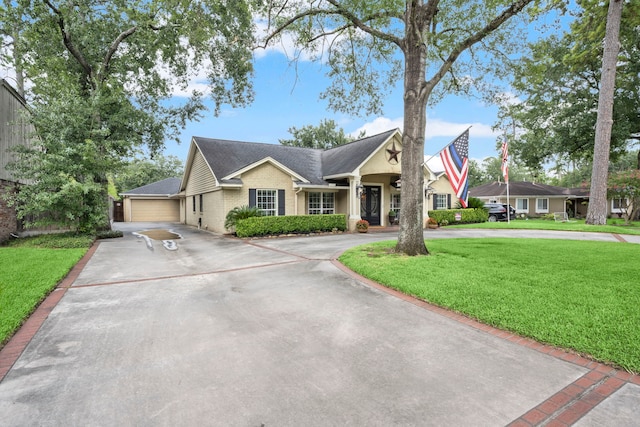 13306 Boca Raton Dr, Houston, TX 77069 - single story home featuring curved driveway, a front lawn, brick siding, and a shingled roof