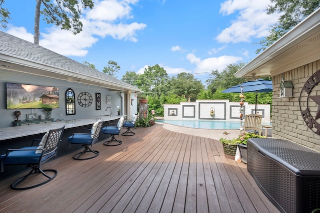 13306 Boca Raton Dr, Houston, TX 77069 - wooden deck featuring exterior bar