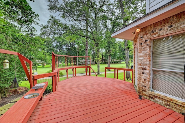3134 Lake Island Dr, Montgomery, TX 77356 - wooden deck featuring a lawn and view of scattered trees