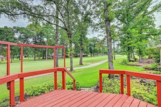 3134 Lake Island Dr, Montgomery, TX 77356 - wooden terrace featuring a yard and view of wooded area
