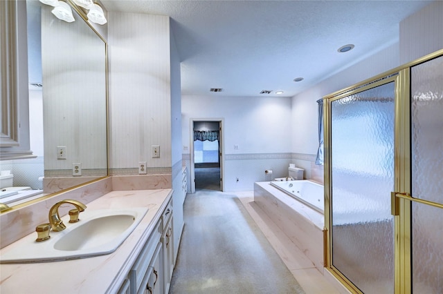 3134 Lake Island Dr, Montgomery, TX 77356 - full bathroom with vanity, a bath, and a shower stall