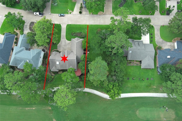 3134 Lake Island Dr, Montgomery, TX 77356 - aerial perspective of suburban area featuring property parcel outlined