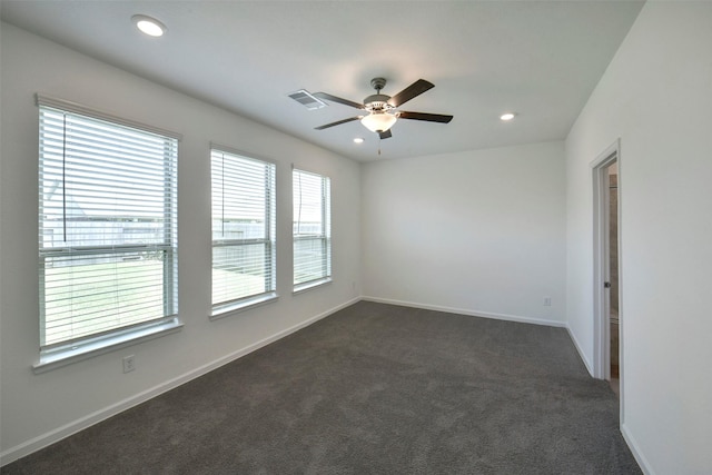 4918 Eldorado Rose Pl, Katy, TX 77493 - unfurnished room featuring ceiling fan, dark colored carpet, and recessed lighting