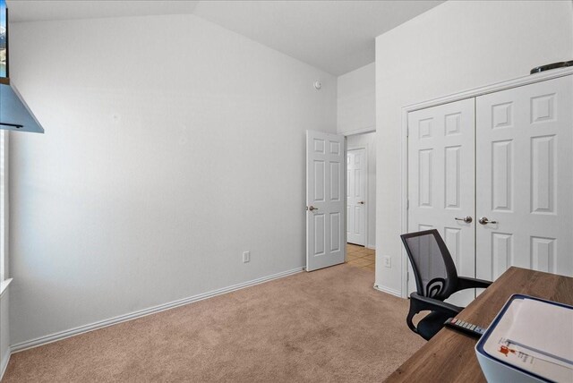 1803 Winding Trail Ln, Alvin, TX 77511 - office space featuring vaulted ceiling and carpet