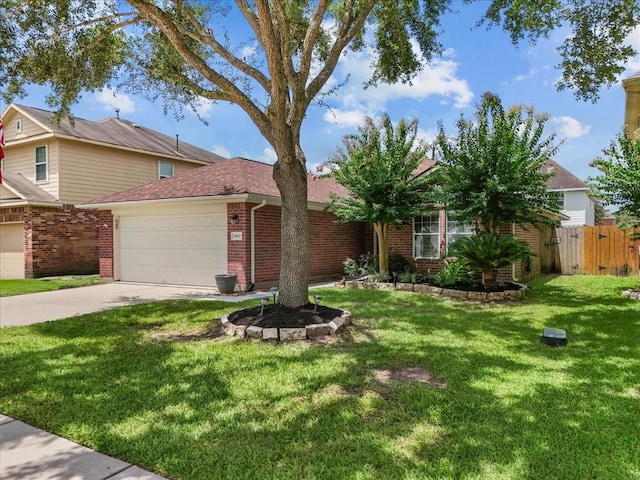 1803 Winding Trail Ln, Alvin, TX 77511 - view of front facade featuring brick siding, a garage, concrete driveway, and roof with shingles