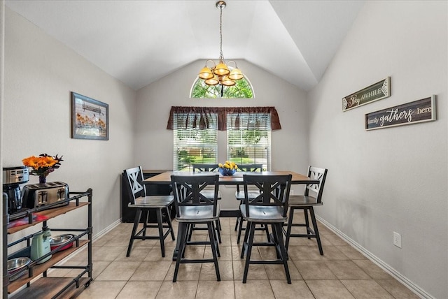 1803 Winding Trail Ln, Alvin, TX 77511 - dining space with lofted ceiling and light tile patterned flooring