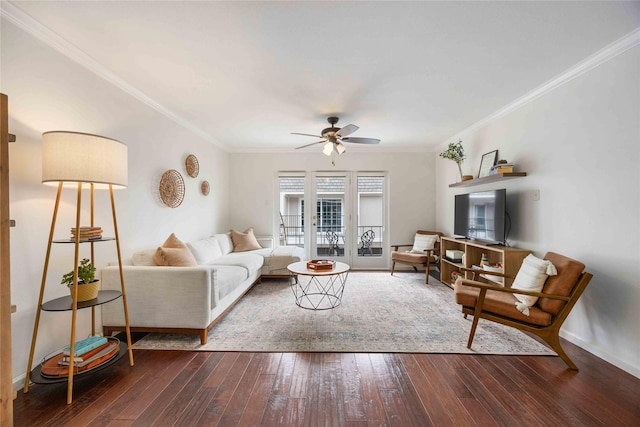 2230 S Piney Point Rd Unit 206, Houston, TX 77063 - living area featuring ceiling fan, wood-type flooring, and ornamental molding