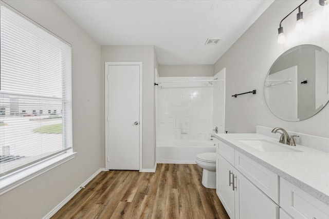 21619 Knightsbrook Ln, Katy, TX 77449 - full bath with vanity, wood finished floors, and washtub / shower combination
