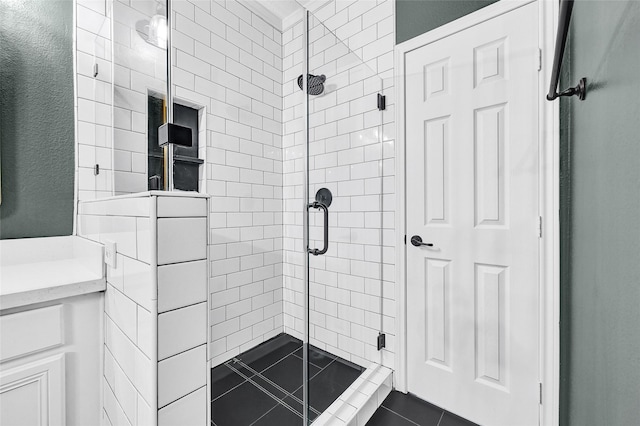 1320 Studer St, Houston, TX 77007 - full bathroom with a shower stall and tile patterned flooring