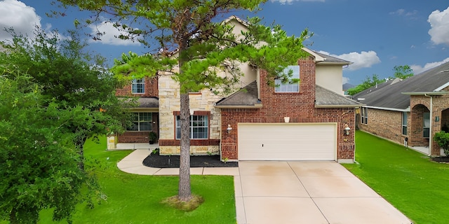 4723 Peninsula Garden Way, Humble, TX 77396 - traditional home featuring driveway, a front yard, brick siding, and roof with shingles