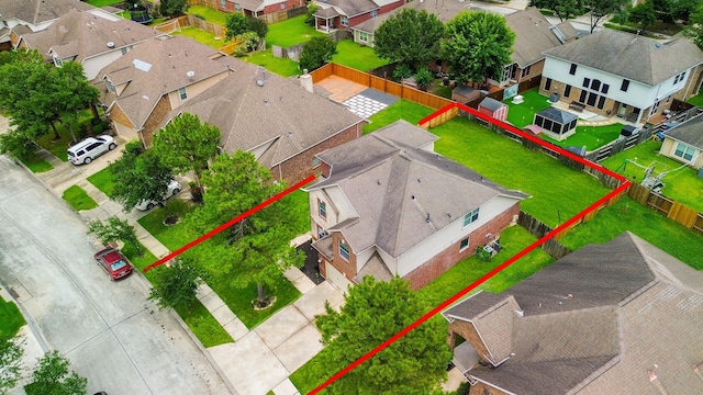 4723 Peninsula Garden Way, Humble, TX 77396 - aerial perspective of suburban area with property boundaries highlighted