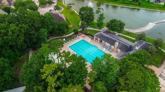4723 Peninsula Garden Way, Humble, TX 77396 - drone / aerial view of a large body of water and a pool area
