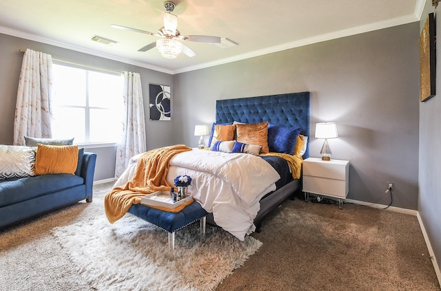 4723 Peninsula Garden Way, Humble, TX 77396 - carpeted bedroom featuring crown molding and a ceiling fan