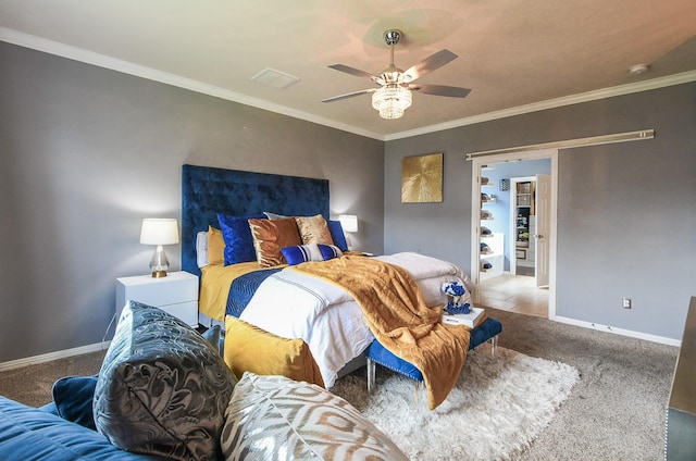 4723 Peninsula Garden Way, Humble, TX 77396 - carpeted bedroom featuring ornamental molding and a ceiling fan