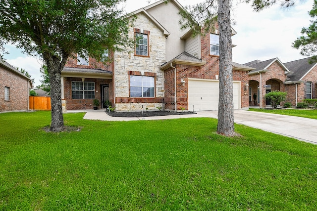 4723 Peninsula Garden Way, Humble, TX 77396 - traditional home featuring stone siding, concrete driveway, and an attached garage