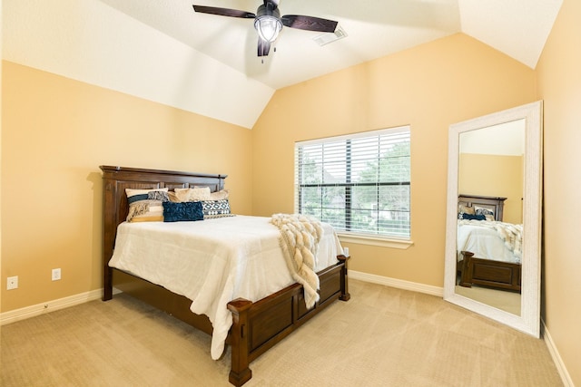 114 Arrowhead Dr, Lake Jackson, TX 77566 - carpeted bedroom featuring lofted ceiling and ceiling fan