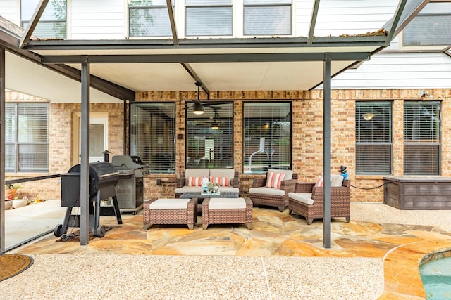 114 Arrowhead Dr, Lake Jackson, TX 77566 - view of patio with an outdoor living space and grilling area