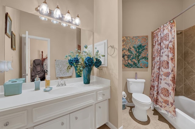 13603 Sand Mountain Ln, Houston, TX 77044 - bathroom featuring vanity, shower / bathtub combination with curtain, and tile patterned flooring