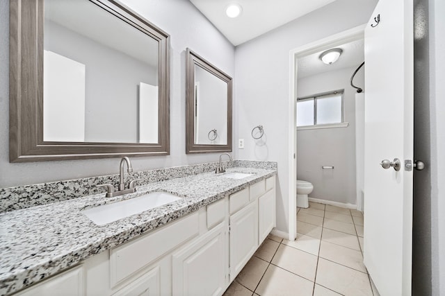 1617 Pecan Hollow St, Pearland, TX 77581 - bathroom with double vanity, tile patterned flooring, and shower / washtub combination