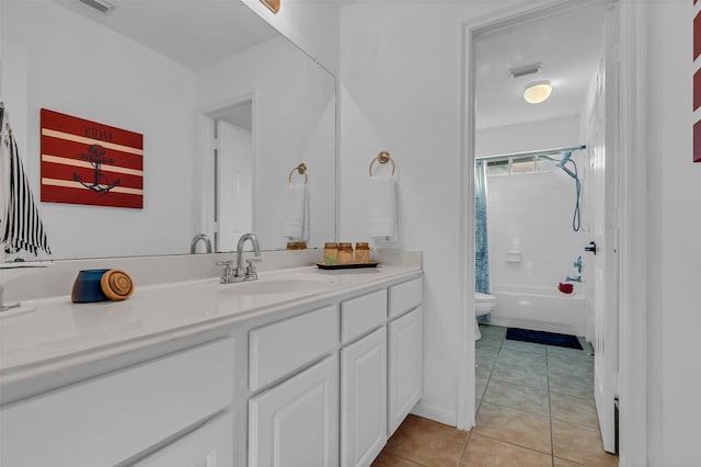 7710 Aerobic Ave, Humble, TX 77346 - full bathroom featuring vanity, tile patterned flooring, and shower / tub combo with curtain