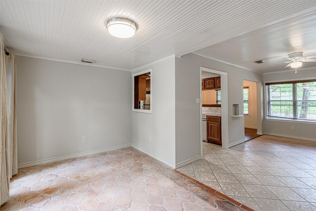 1226 Timbergrove Ln, Houston, TX 77008 - spare room featuring ornamental molding and a ceiling fan