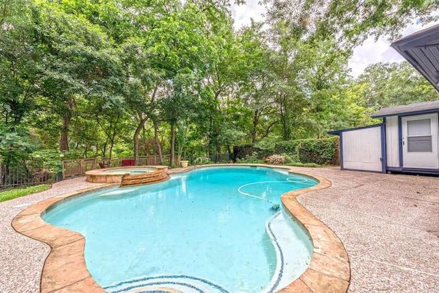 1226 Timbergrove Ln, Houston, TX 77008 - view of pool with a fenced backyard, a pool with connected hot tub, view of scattered trees, and a patio
