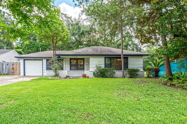 1226 Timbergrove Ln, Houston, TX 77008 - single story home with concrete driveway, a garage, brick siding, and a shingled roof
