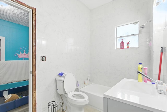 208 S Cloud St, Wharton, TX 77488 - full bath featuring connected bathroom, tile walls, and vanity