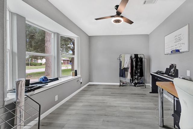 7530 Deep Forest Dr, Houston, TX 77088 - office space featuring ceiling fan and light wood-style floors
