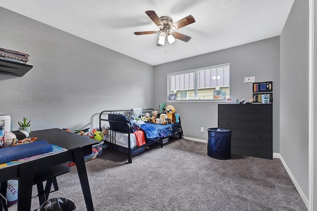 7530 Deep Forest Dr, Houston, TX 77088 - bedroom featuring carpet and a ceiling fan