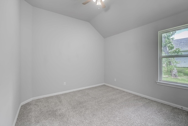 285 Rd 66121, Dayton, TX 77535 - unfurnished room with a ceiling fan, carpet flooring, and lofted ceiling