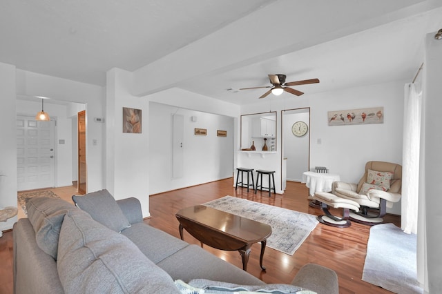 27237 Lana Ln, Conroe, TX 77385 - living area with a ceiling fan and wood finished floors