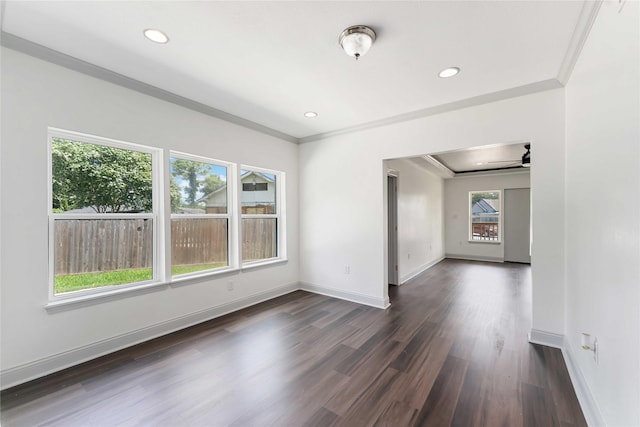102 Glendale St, Houston, TX 77012 - unfurnished room featuring dark wood finished floors, recessed lighting, and crown molding
