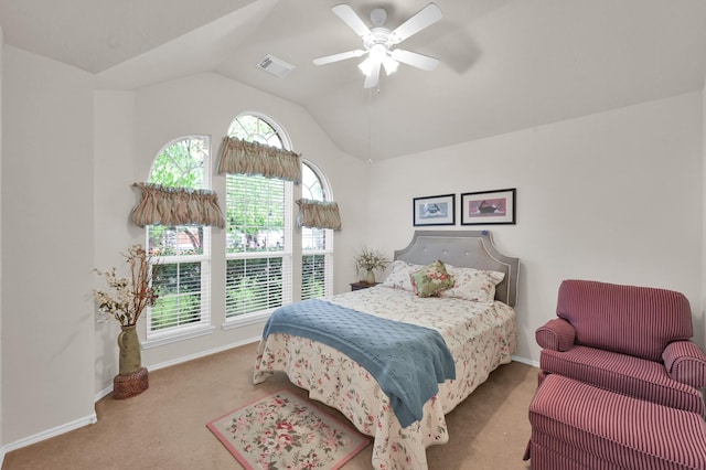 30302 Castle Forest Dr, Spring, TX 77386 - carpeted bedroom featuring lofted ceiling and ceiling fan