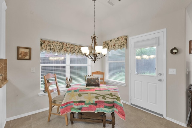 30302 Castle Forest Dr, Spring, TX 77386 - dining room featuring a chandelier and light tile patterned flooring