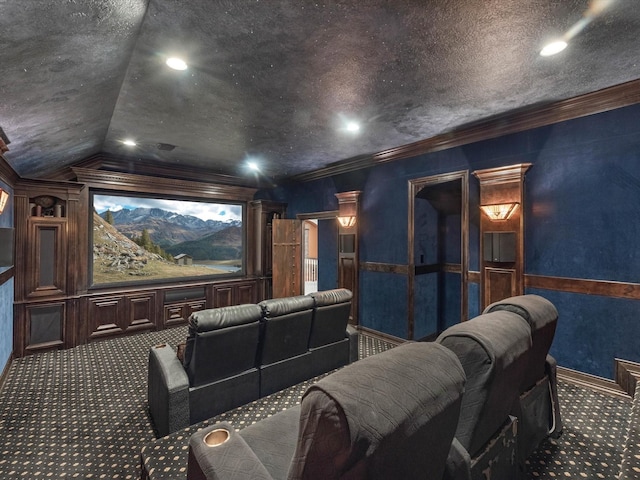 11938 Galentine Pt, Cypress, TX 77429 - carpeted home theater room featuring recessed lighting and crown molding