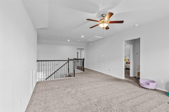 12137 Pearl Bay Ln, Conroe, TX 77304 - carpeted spare room featuring attic access, a ceiling fan, and recessed lighting