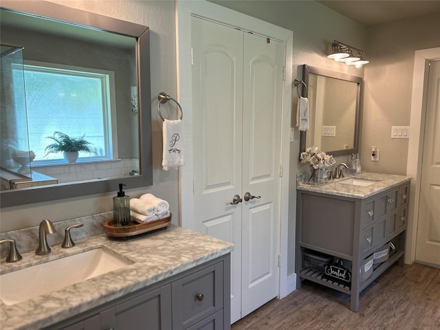 23918 Overcup Dr, Spring, TX 77389 - bathroom with vanity and wood finished floors
