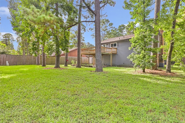 3203 Sycamore Springs Dr, Kingwood, TX 77339 - view of yard with a wooden deck