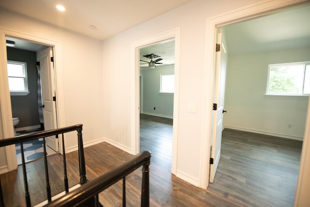 17106 Spring Creek Forest Dr, Spring, TX 77379 - hall featuring dark wood-style floors and recessed lighting