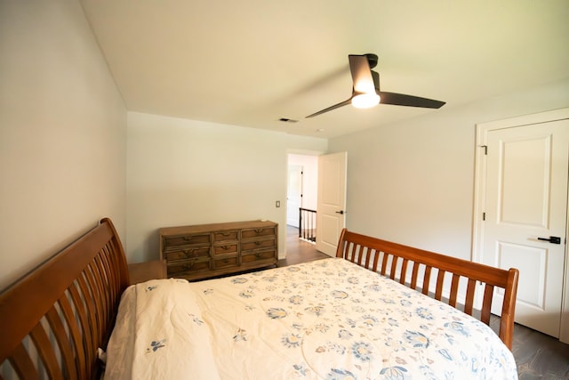 17106 Spring Creek Forest Dr, Spring, TX 77379 - bedroom featuring dark wood-type flooring and ceiling fan