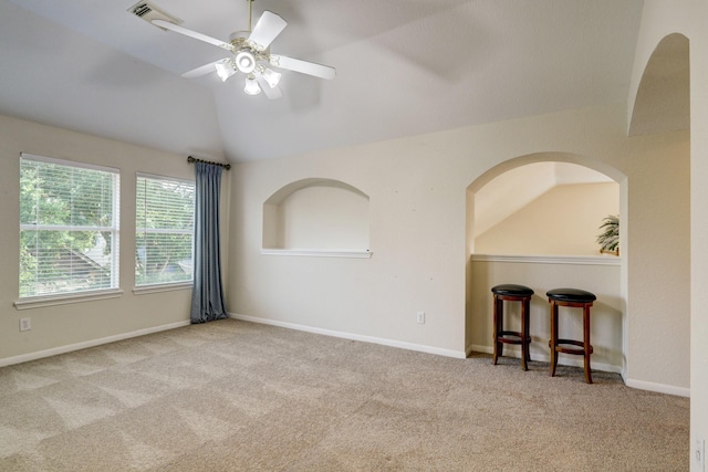 4714 Schiller Park Ln, Sugar Land, TX 77479 - carpeted spare room with lofted ceiling and ceiling fan