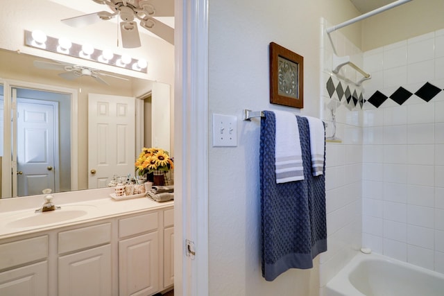 4714 Schiller Park Ln, Sugar Land, TX 77479 - full bathroom featuring ceiling fan, vanity, and shower / washtub combination